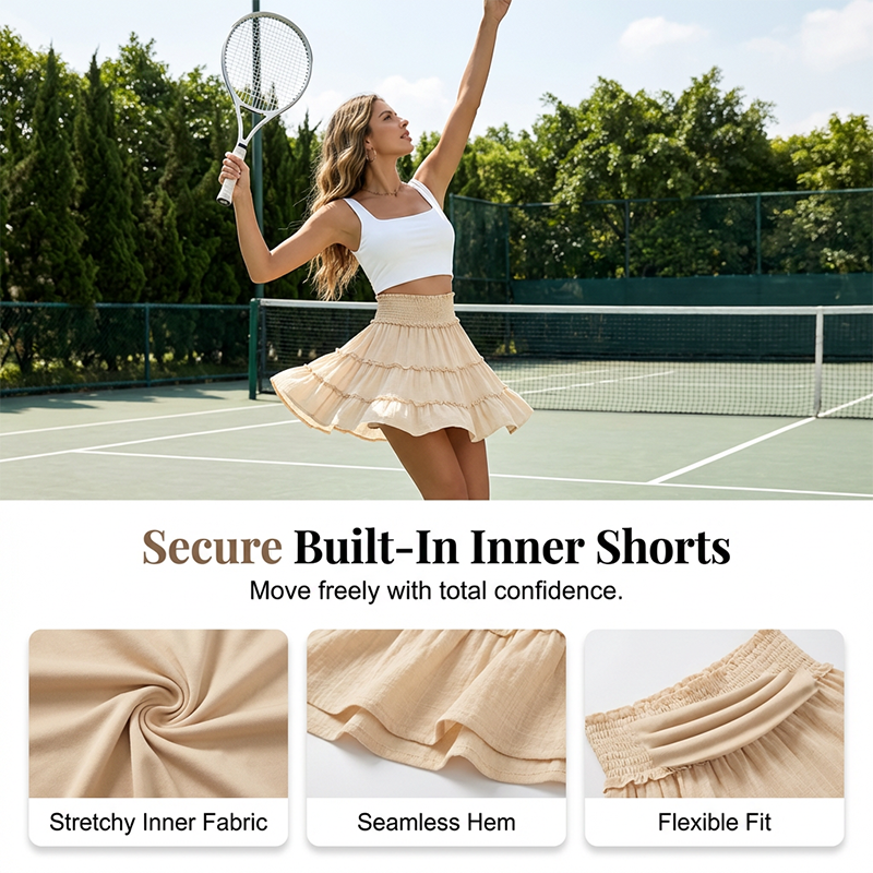🔥 Mini-jupe taille haute à volants pour femme | Légère, féminine et confortable pour l'été et les loisirs