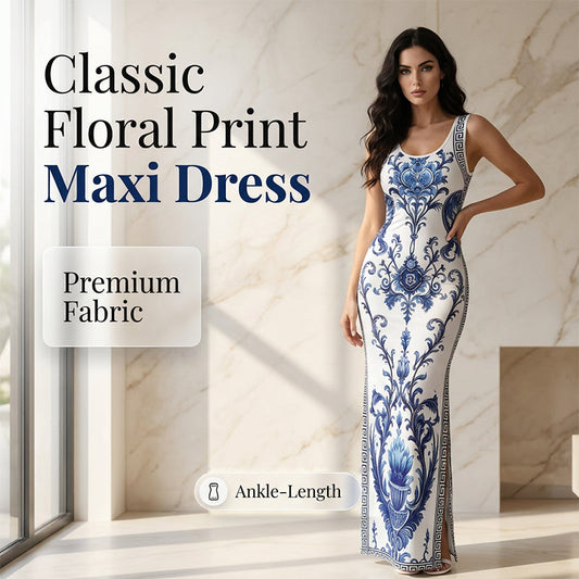 👗 Robe longue pour femme à imprimé floral – coupe classique, tissu fluide et facile à assortir 🌸
