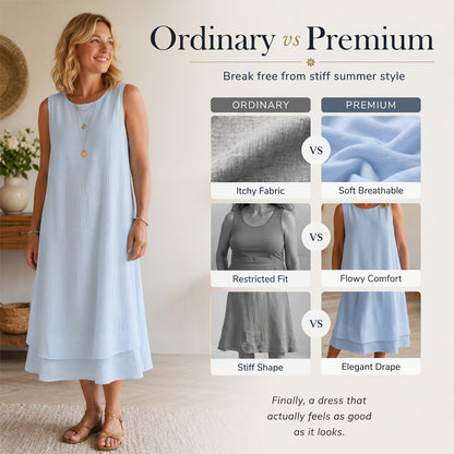 Robe d'été sans manches à volants pour femme