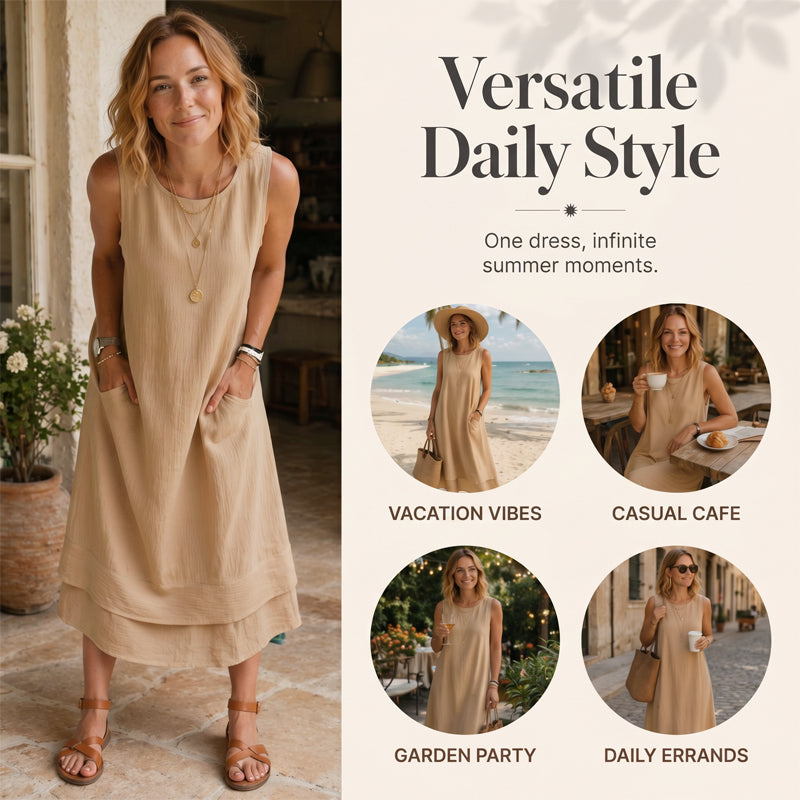 Robe d'été sans manches à volants pour femme
