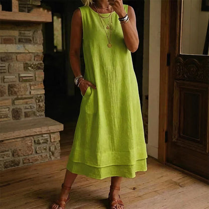 Robe d'été sans manches à volants pour femme