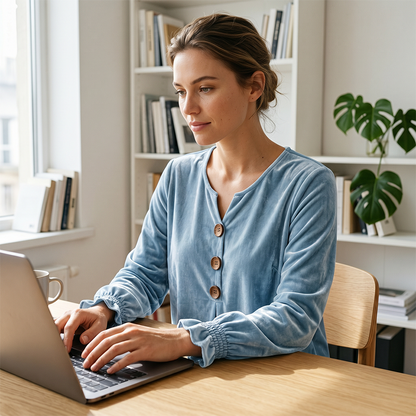 Blouse décontractée ample à col V pour femme