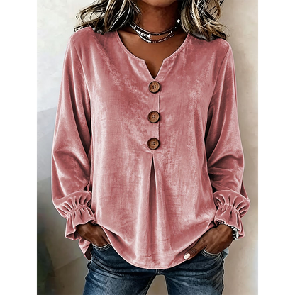 Blouse décontractée ample à col V pour femme
