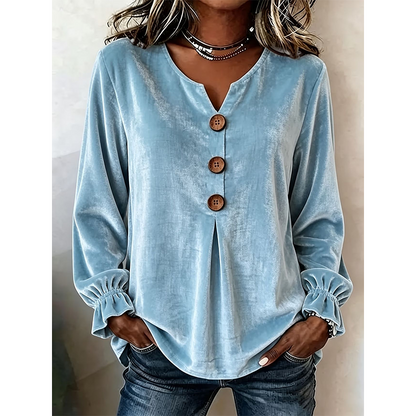 Blouse décontractée ample à col V pour femme