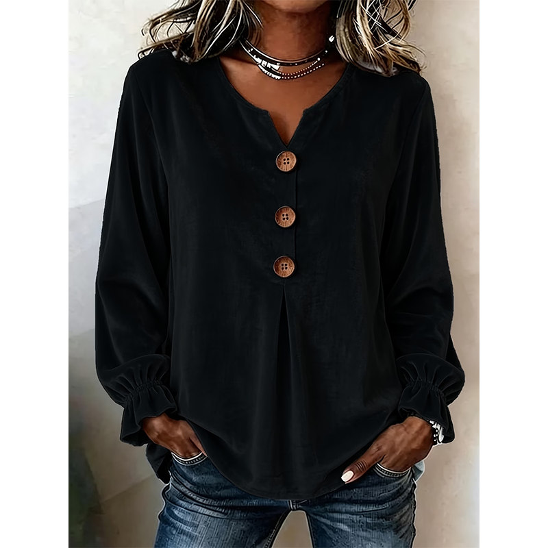 Blouse décontractée ample à col V pour femme