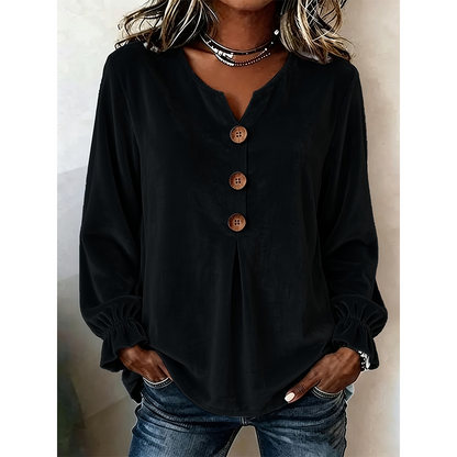 Blouse décontractée ample à col V pour femme