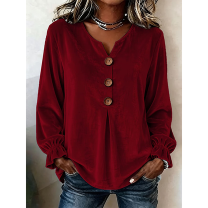 Blouse décontractée ample à col V pour femme