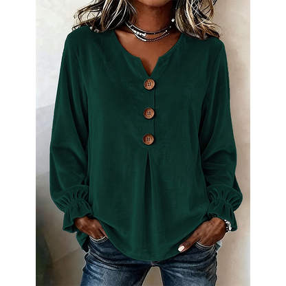 Blouse décontractée ample à col V pour femme