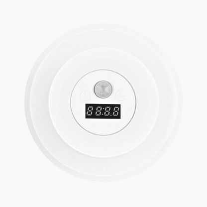 Veilleuse intelligente à LED avec horloge et détecteur de mouvement