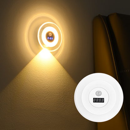 Veilleuse intelligente à LED avec horloge et détecteur de mouvement