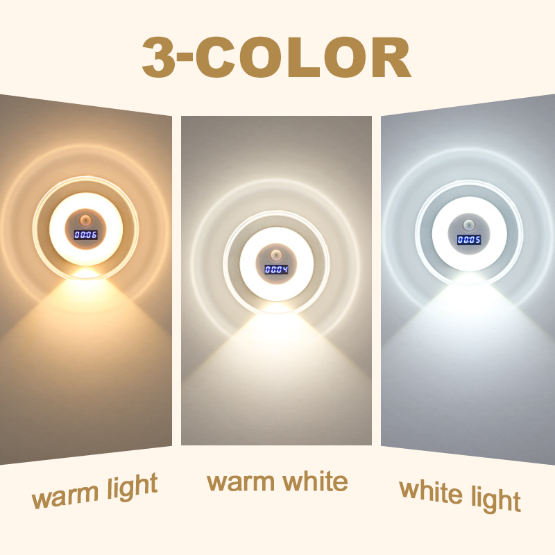 Veilleuse intelligente à LED avec horloge et détecteur de mouvement