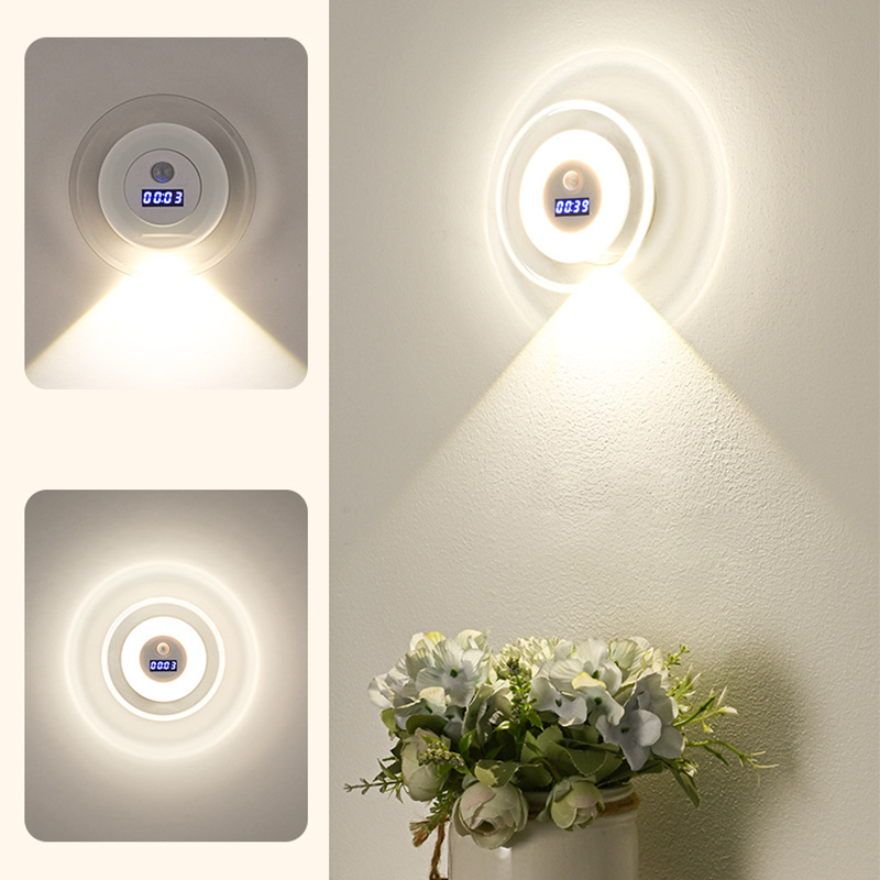 Veilleuse intelligente à LED avec horloge et détecteur de mouvement