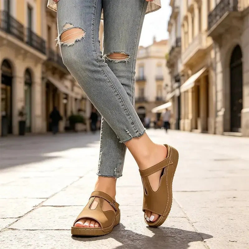 ✨🔥PROMO FLASH | Sandales été à talon compensé découpes féminines