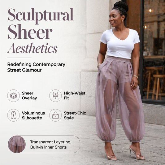 Pantalon lanterne à empiècements en maille pour femmes