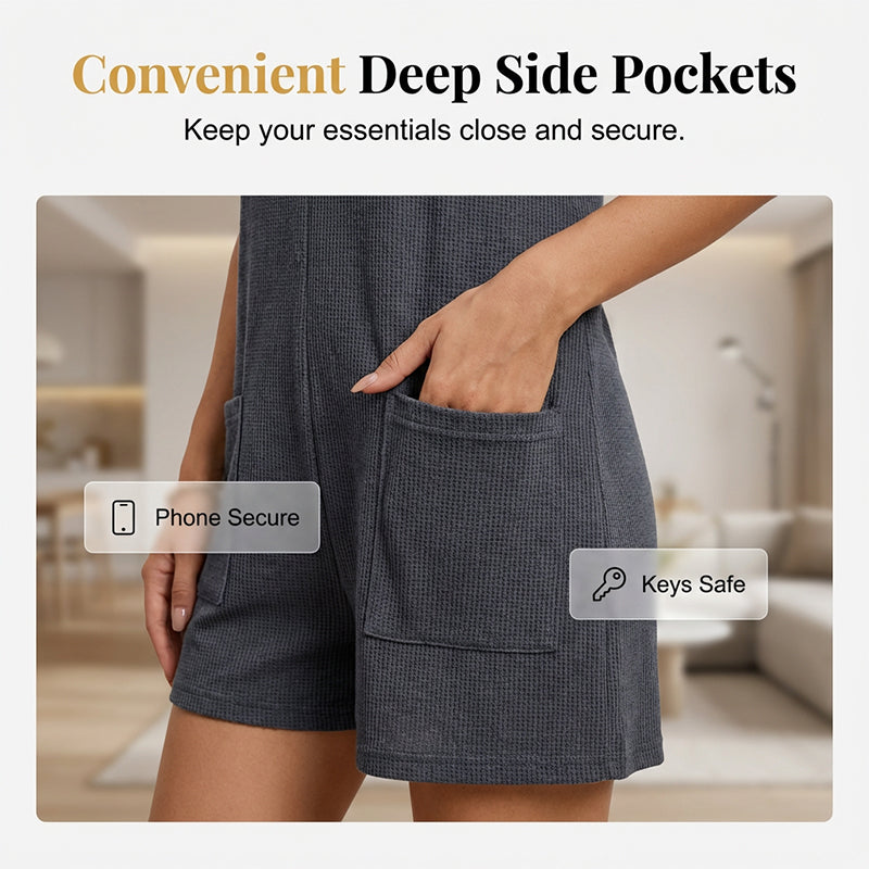 🎉 Soldes 2026 — Plus de 32 000 vendus ! 👗 Combinaison sans manches à boutons – Texture gaufrée respirante 🌿