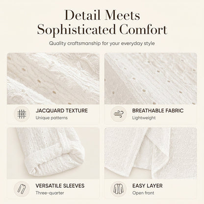 Cardigan décontracté pour femme, texturé et ouvert sur le devant