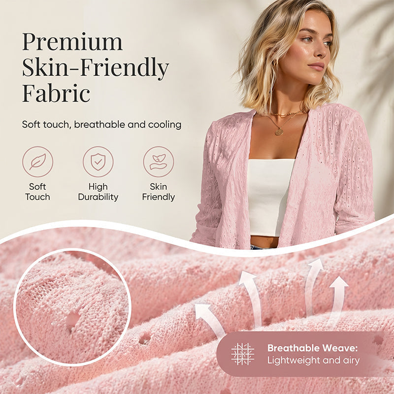 Cardigan décontracté pour femme, texturé et ouvert sur le devant