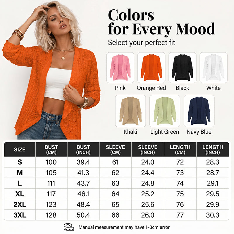 Cardigan décontracté pour femme, texturé et ouvert sur le devant