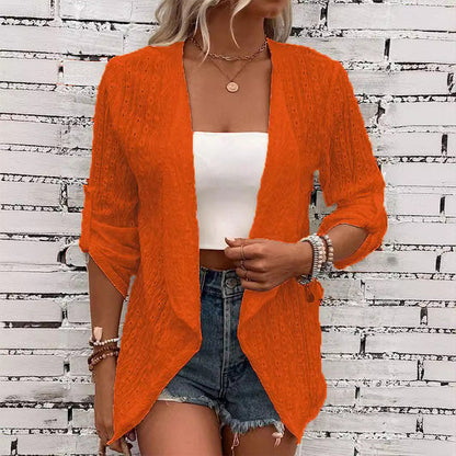 Cardigan décontracté pour femme, texturé et ouvert sur le devant
