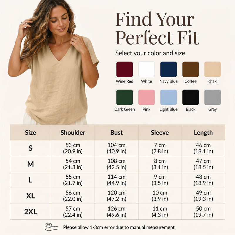 👕☀️🌿 OFFRE LIMITÉE 50% DE RÉDUCTION! T-Shirt Femme Col V pour l’Été – Mélange de Coton Doux, Respirant et Léger – Parfait pour les Journées Décontractées, les Courses ou les Matins de Week-end Paisibles 🌸😌