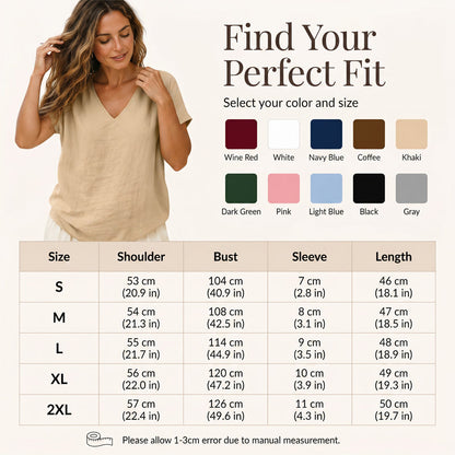 👕☀️🌿 OFFRE LIMITÉE 50% DE RÉDUCTION! T-Shirt Femme Col V pour l’Été – Mélange de Coton Doux, Respirant et Léger – Parfait pour les Journées Décontractées, les Courses ou les Matins de Week-end Paisibles 🌸😌
