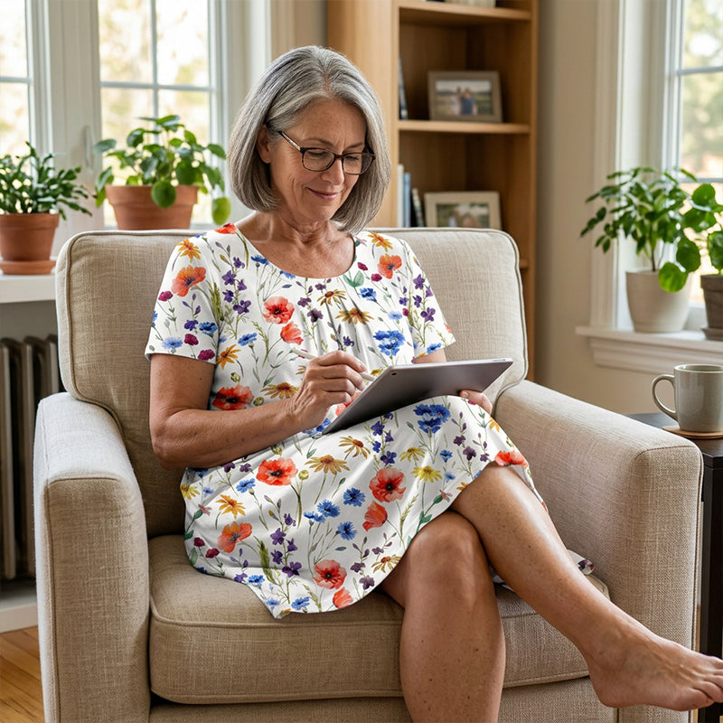 📢🌹 PROMO FLASH -50% ! Robe Femme Décontractée à Imprimé Floral – Légère, Confortable, Lavable en Machine, 4 Motifs, Tailles S-3XL ✨