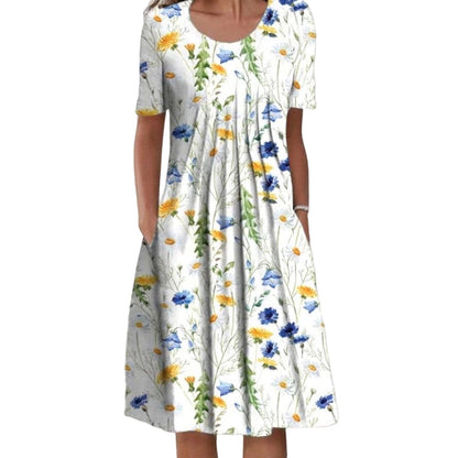 📢🌹 PROMO FLASH -50% ! Robe Femme Décontractée à Imprimé Floral – Légère, Confortable, Lavable en Machine, 4 Motifs, Tailles S-3XL ✨