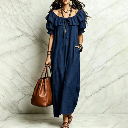 Robe longue à volants bohème pour femme