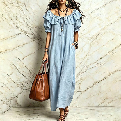 Robe longue à volants bohème pour femme