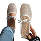 🌸 Élégantes chaussures plates en maille avec nœud et motif floral