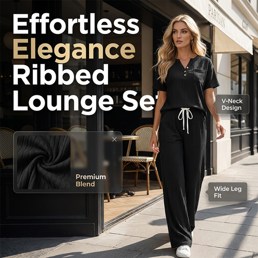 Ensemble 2 pièces pour femme : haut et pantalon en maille côtelée