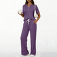 Ensemble 2 pièces pour femme : haut et pantalon en maille côtelée