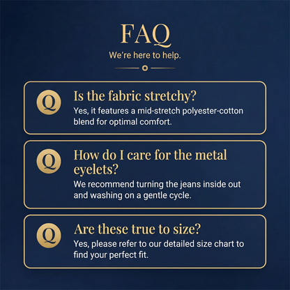 🖤Jean taille haute à jambes larges pour femme, orné d'œillets métalliques dorés, livraison gratuite