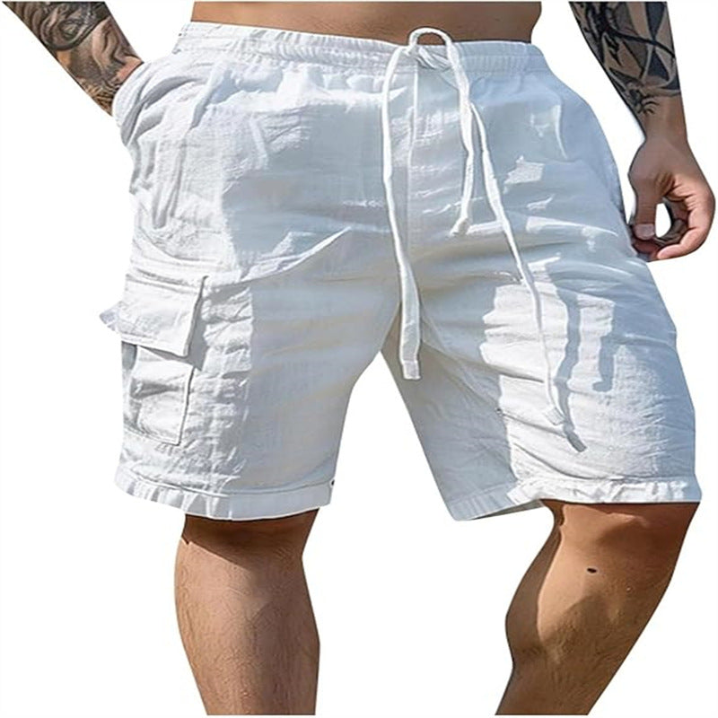 Short en coton et lin multipoches respirant pour homme