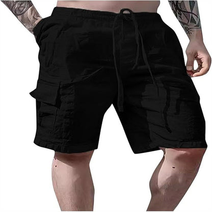 Short en coton et lin multipoches respirant pour homme