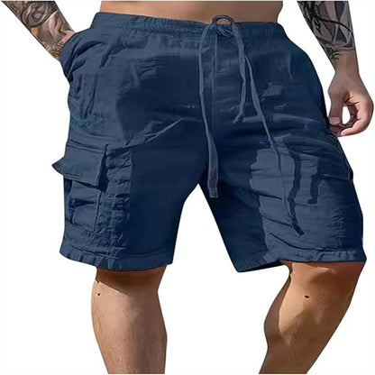 Short en coton et lin multipoches respirant pour homme