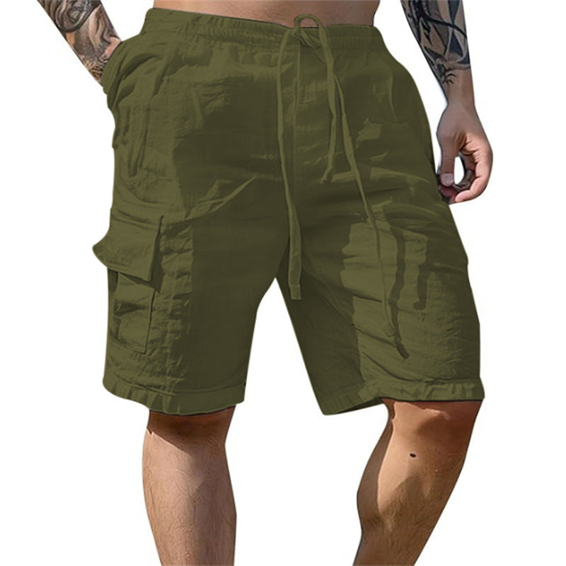 Short en coton et lin multipoches respirant pour homme