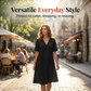 Robe midi boutonnée à manches courtes et col en V pour femme