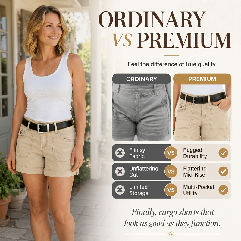 Short décontracté extensible pour femme avec poches utilitaires