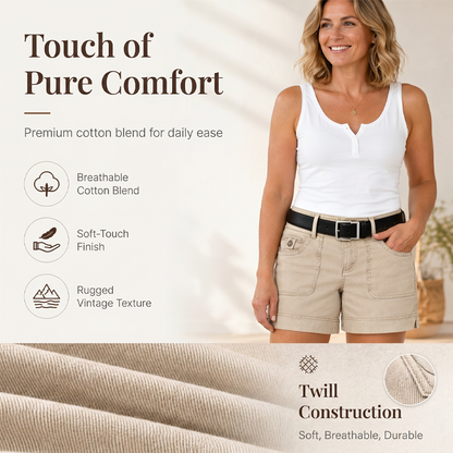 Short décontracté extensible pour femme avec poches utilitaires