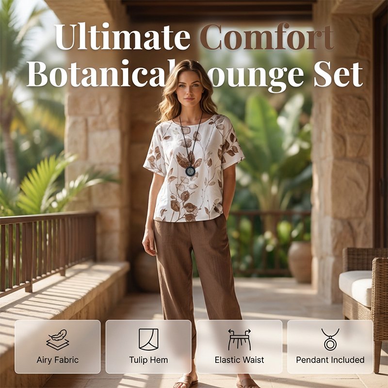 👗 50% DE RÉDUCTION 🌸 Ensemble imprimé décontracté – Haut & pantalon assortis, coupe légère – Parfait pour l’été, les voyages ou un look bohème chic – confortable et tendance ✨🌿