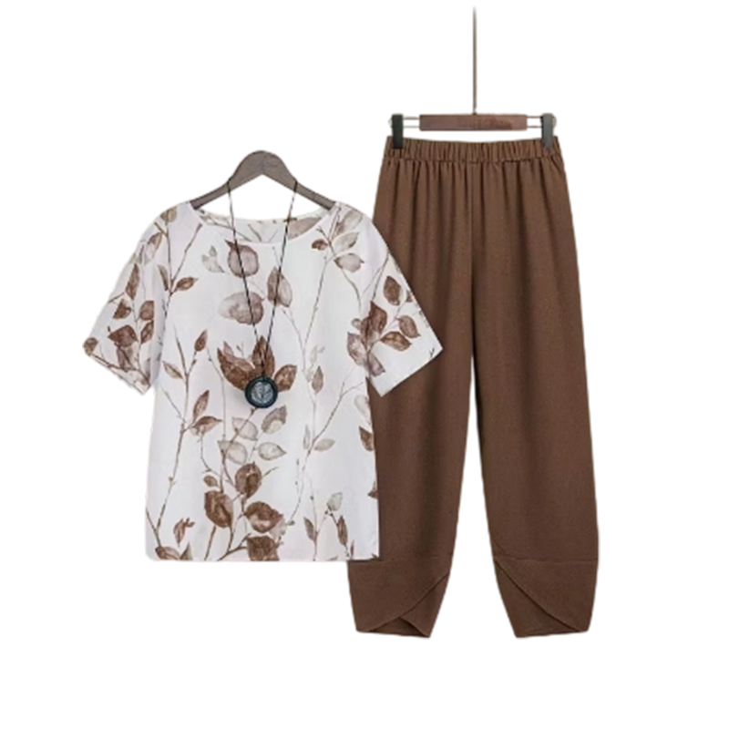 👗 50% DE RÉDUCTION 🌸 Ensemble imprimé décontracté – Haut & pantalon assortis, coupe légère – Parfait pour l’été, les voyages ou un look bohème chic – confortable et tendance ✨🌿