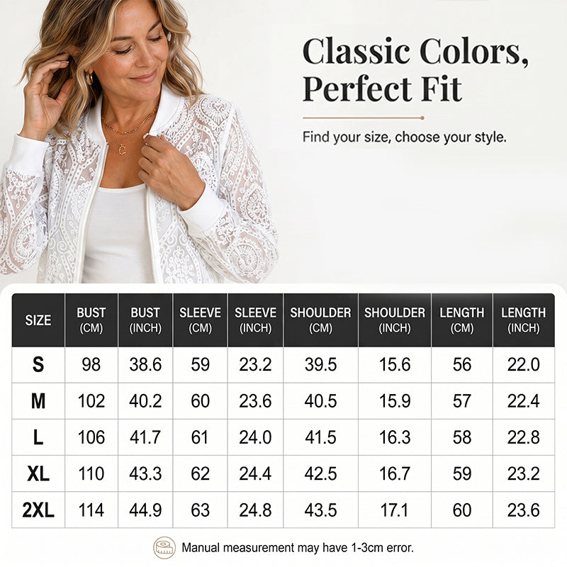 ⌛Offre à durée limitée – Blouson aviateur élégant en dentelle à motifs floraux pour femme