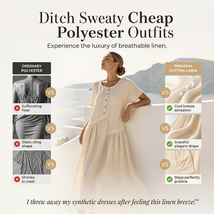 ⌛Offre à durée limitée – Robe longue à manches courtes et boutons sur le devant pour femme