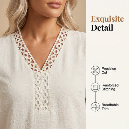 Ensemble femme composé d'un haut à col en V à manches courtes et d'un short