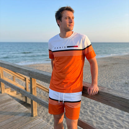 🔥Offre à durée limitée – Ensemble short à manches courtes pour homme avec imprimé lettres