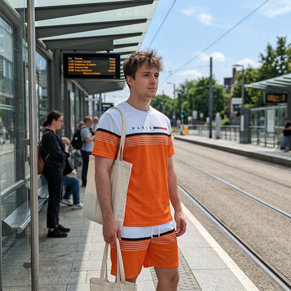 🔥Offre à durée limitée – Ensemble short à manches courtes pour homme avec imprimé lettres