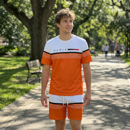 🔥Offre à durée limitée – Ensemble short à manches courtes pour homme avec imprimé lettres