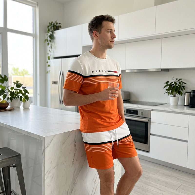 🔥Offre à durée limitée – Ensemble short à manches courtes pour homme avec imprimé lettres