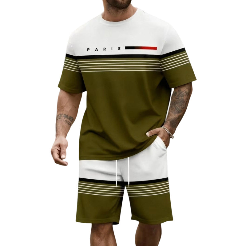 🔥Offre à durée limitée – Ensemble short à manches courtes pour homme avec imprimé lettres